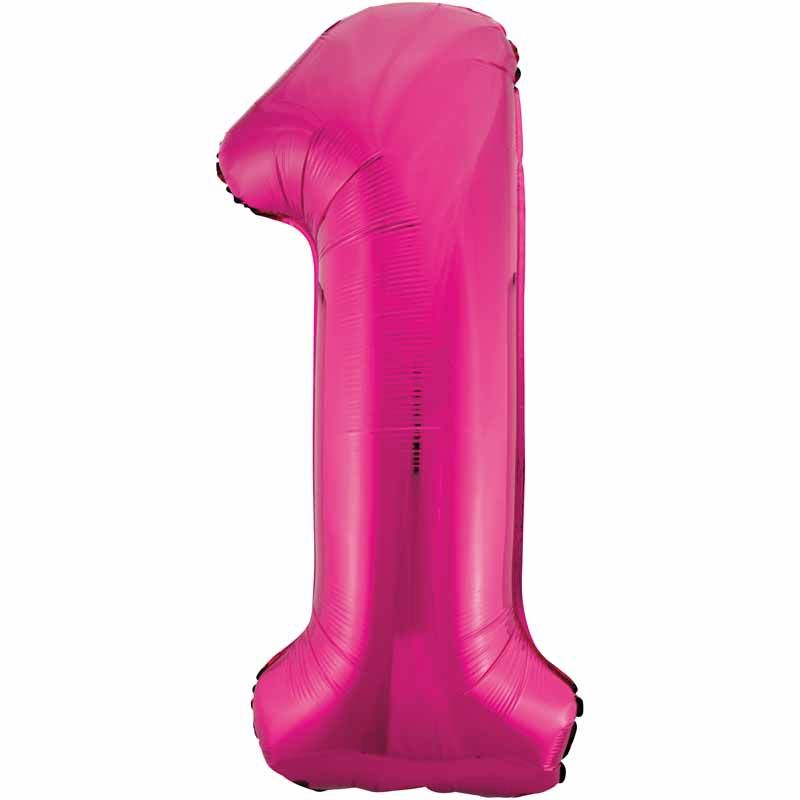 Uninflated 34in Pink Glitz Numeral 1
