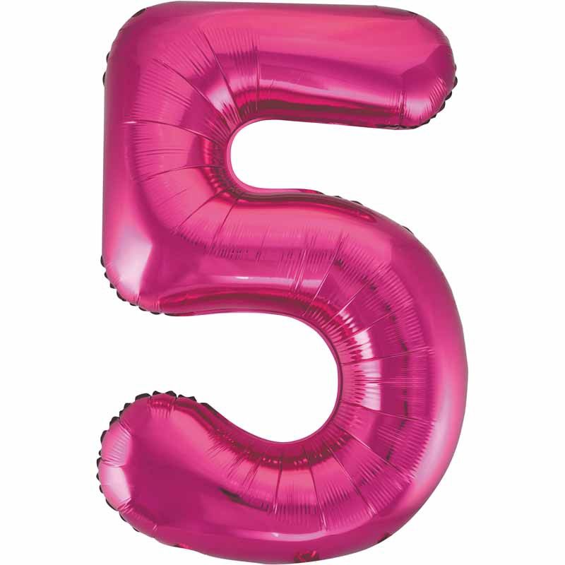 Uninflated 34in Pink Glitz Numeral 5