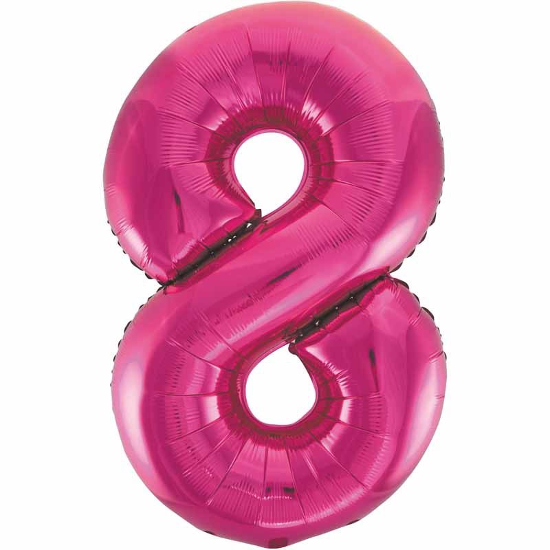 Uninflated 34in Pink Glitz Numeral 8