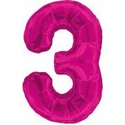 34in Pink Glitz Numeral 3
