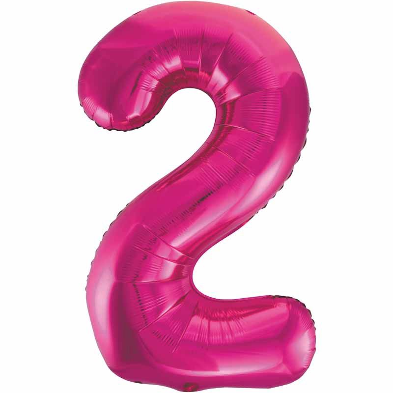 Uninflated 34in Pink Glitz Numeral 2