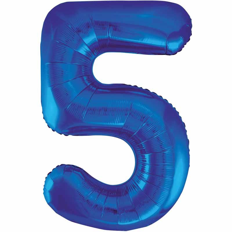 Uninflated 34in Blue Glitz Numeral 5
