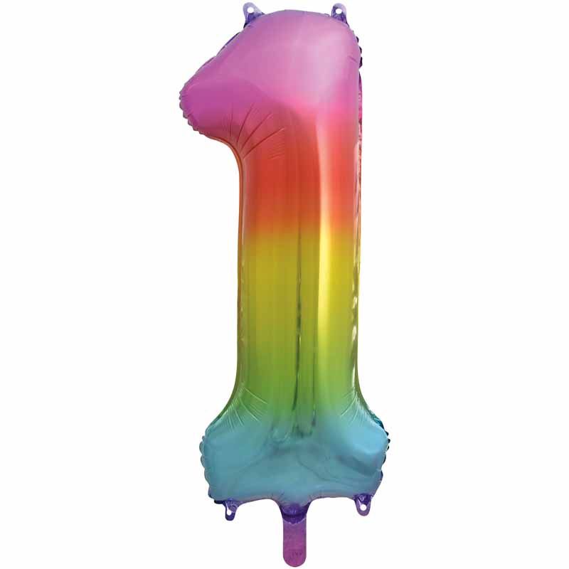 Uninflated 34in Rainbow Numeral Foil 1