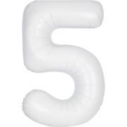 34in MATTE WHITE NUMBER 5 FOIL BALLOON