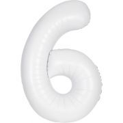 34in MATTE WHITE NUMBER 6 FOIL BALLOON