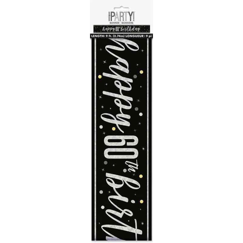 Glitz Happy 60th Birthday Black Foil Banner - 9ft