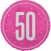 18in GLITZ PINK 50TH BIRTHDAY FOIL BALLOON