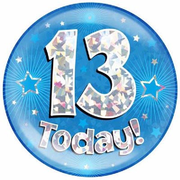 6in 13 Today Blue Jumbo Badge