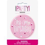 3in PINK GLITZ BIRTHDAY BADGE