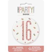 3in GLITZ ROSE GOLD 16 BADGE