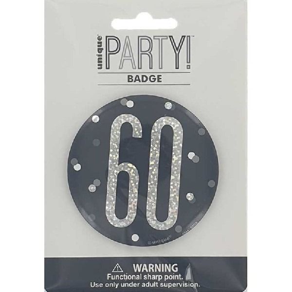 3in BLACK GLITZ 60 BADGE