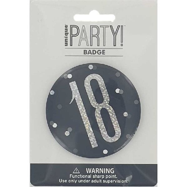3in BLACK GLITZ 18 BADGE