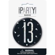 3in BLACK GLITZ 13 BADGE