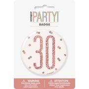3in GLITZ ROSE GOLD 30 BADGE