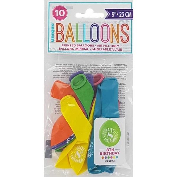 9in Happy 8th Birthday Balloons