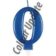 Metallic Blue Number 0 Birthday Candle