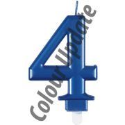 Metallic Blue Number 4 Birthday Candle