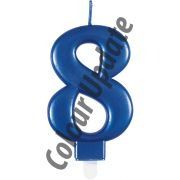 Metallic Blue Number 8 Birthday Candle