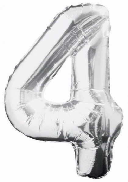 Uninflated 34in Silver Glitz Numeral 4