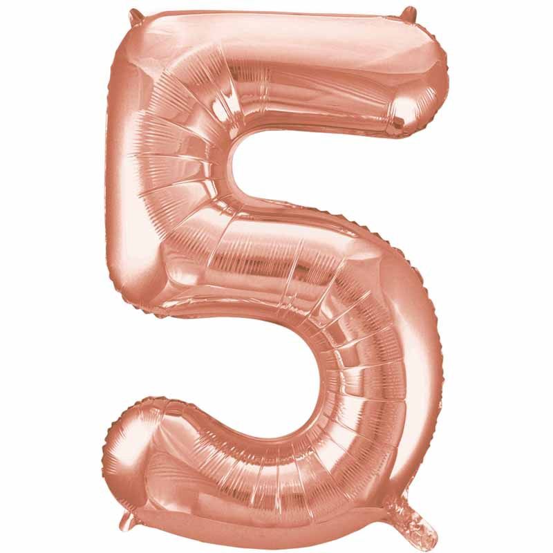 Uninflated 34in Rose Gold Numeral 5