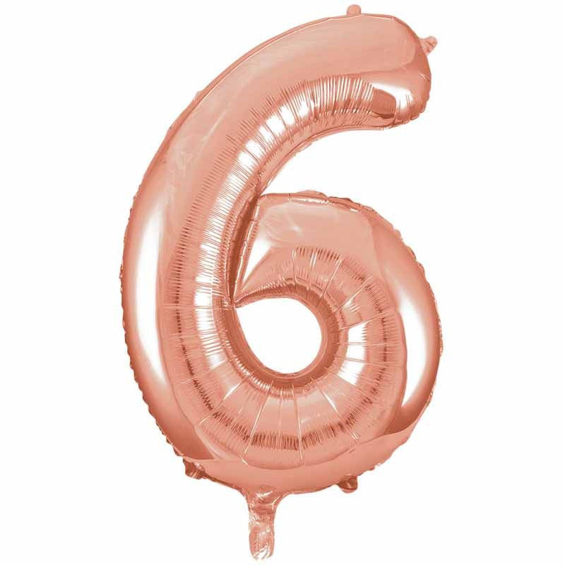 Uninflated 34in Rose Gold Numeral 6