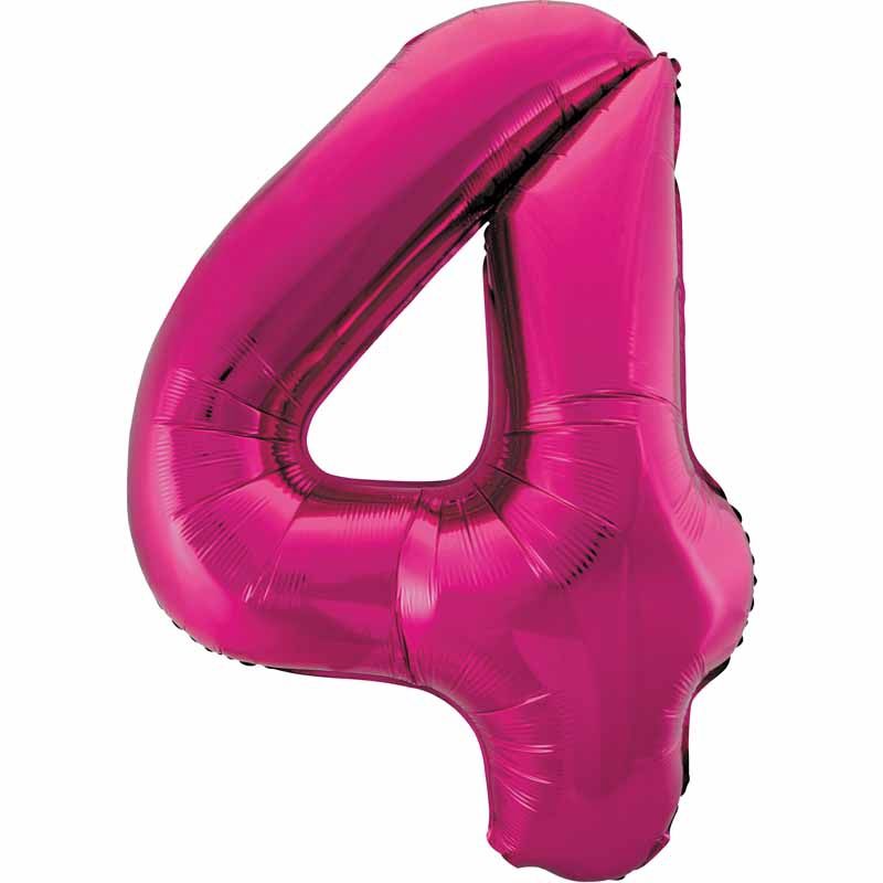 Uninflated 34in Pink Glitz Numeral 4