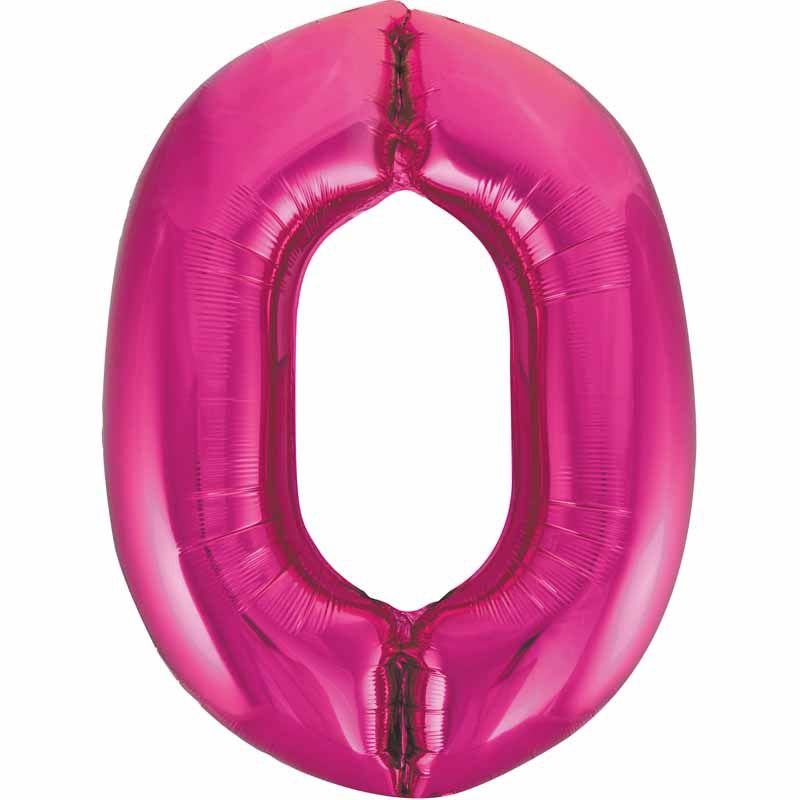 Uninflated 34in Pink Glitz Numeral 0