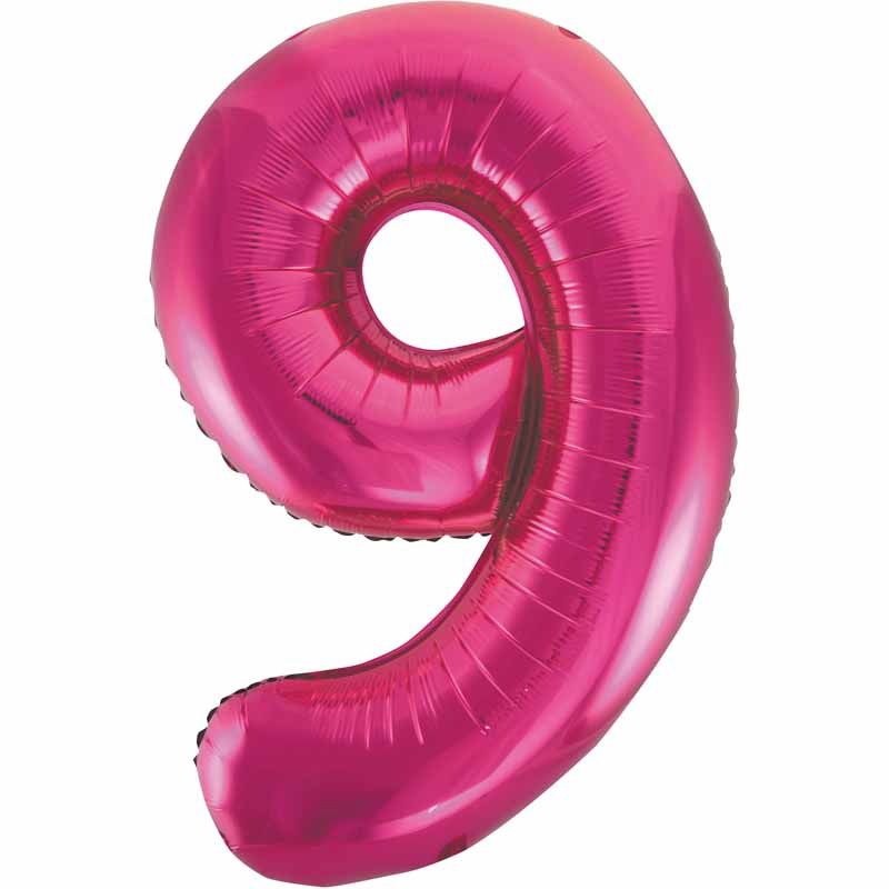 Uninflated 34in Pink Glitz Numeral 9