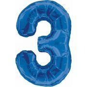 34in Blue Glitz Numeral 3