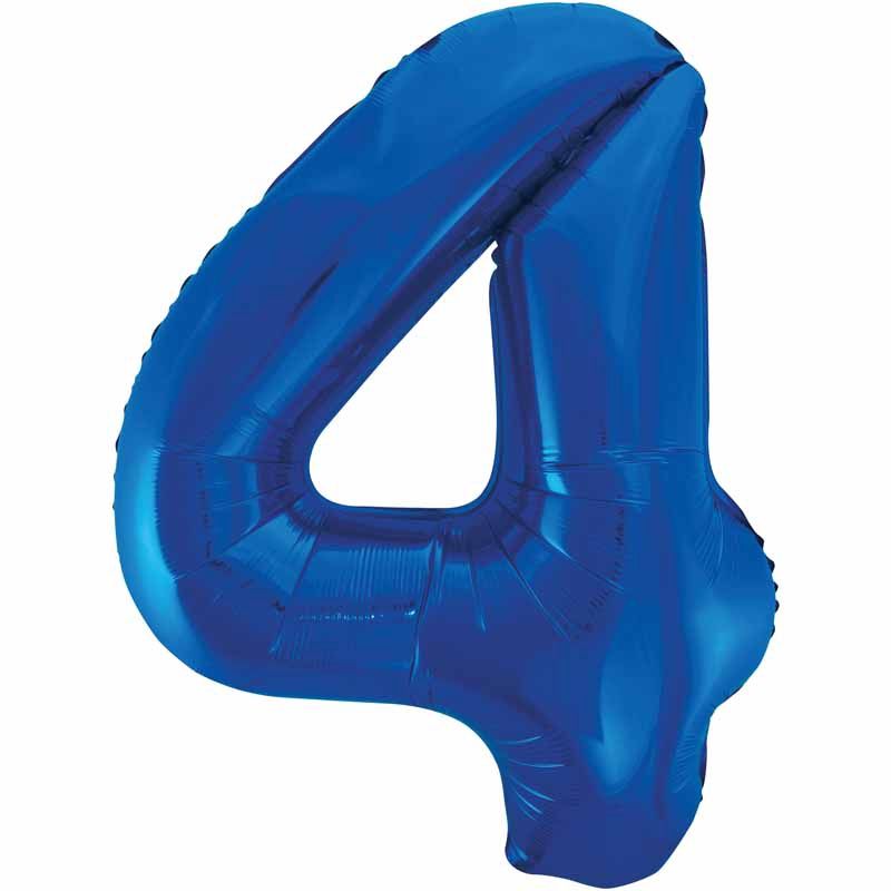 Uninflated 34in Blue Glitz Numeral 4