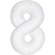 34in MATTE WHITE NUMBER 8 FOIL BALLOON