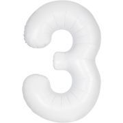 34in MATTE WHITE NUMBER 3 FOIL BALLOON