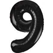 34in BLACK NUMBER 9 JUMBO FOIL BALLOON
