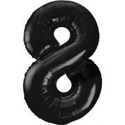 34in BLACK NUMBER 8 JUMBO FOIL BALLOON