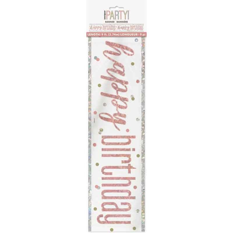Glitz Birthday Rose Gold Foil Banner - 9ft