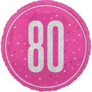 18in GLITZ PINK 80TH BIRTHDAY FOIL BALLOON