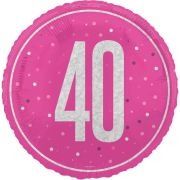 18in GLITZ PINK 40TH BIRTHDAY FOIL BALLOON