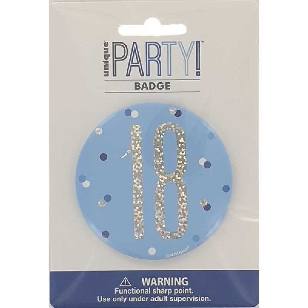 3in GLITZ BLUE 18 BADGE