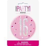 3in GLITZ PINK 16 BADGE