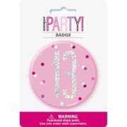 3in GLITZ PINK 13 BADGE