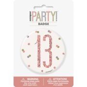 3in GLITZ ROSE GOLD 13 BADGE