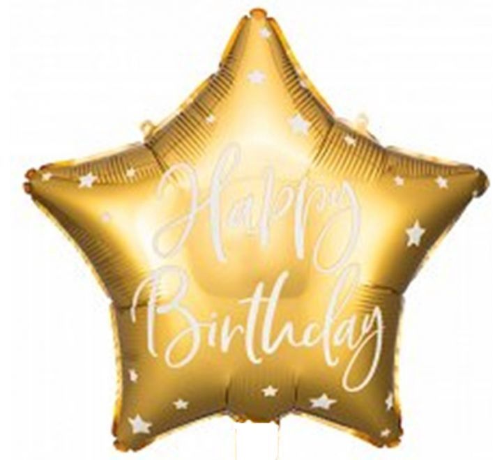 Gold Star Happy Birthday Foil Balloon – Uninflated