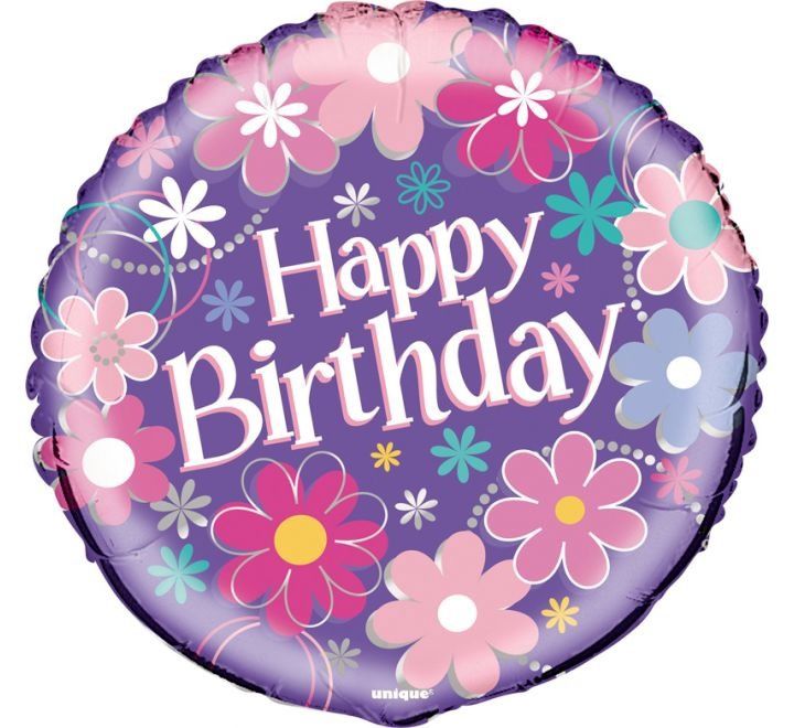 Floral Happy Birthday Foil Balloon – Uninflated