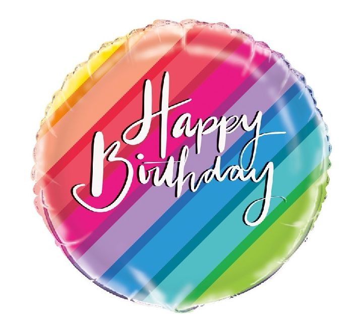 Rainbow Stripe Happy Birthday Foil Balloon – Uninflated