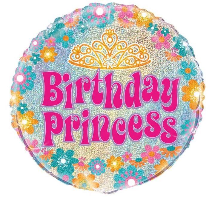 Birthday Princess Foil Balloon – Glitter Tiara Design – Uninflated
