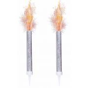 Silver Ice Fountain Candles 2pk