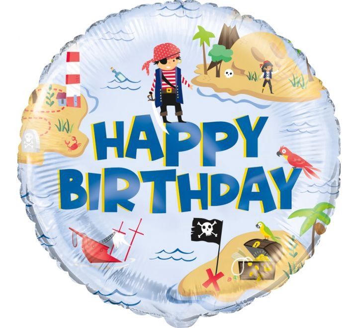 Pirate Happy Birthday Foil Balloon – 18″ Uninflated
