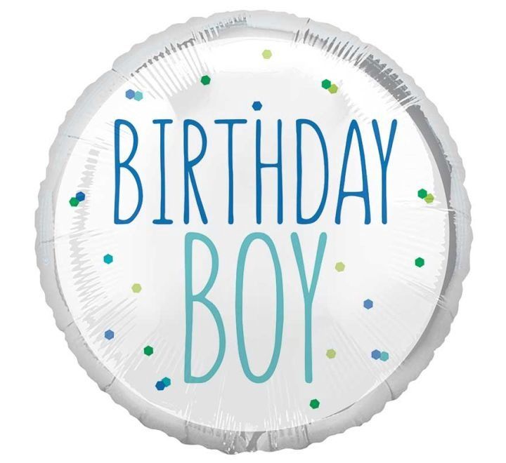 Birthday Boy Foil Balloon – Modern Text – Uninflated