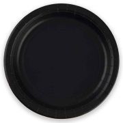 8PK 23cm BLACK PAPER PLATES