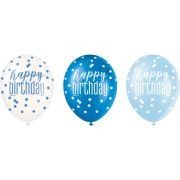 (6) 12in GLITZ BLUE HAPPY B/DAY BALLO